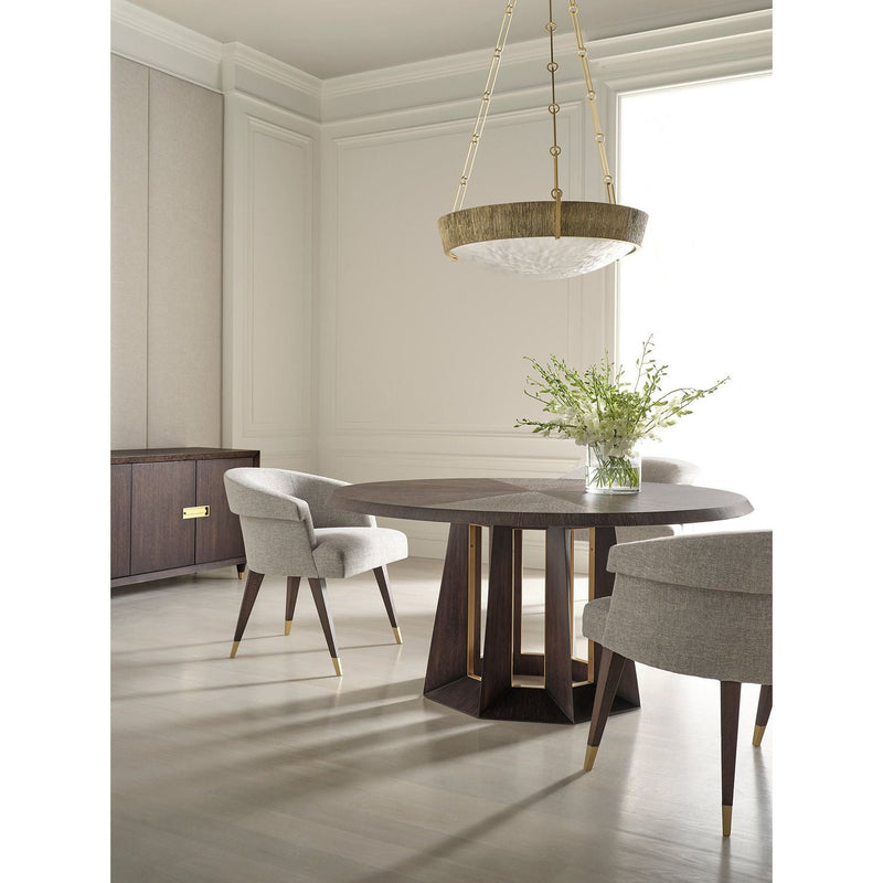 Alternate view of Murano Dish Pendant in antique brass gold and warm ivory.