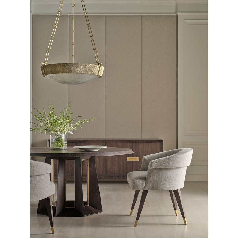 Alternate view of Marais Cabinet, featuring brushed brass finish, wood, metal, and four-door enclosed cabinet storage.