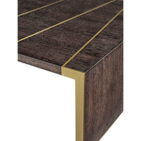 Additional view of Zigzag Cocktail Table in dark brown and espresso, featuring a solid waterfall slab base.