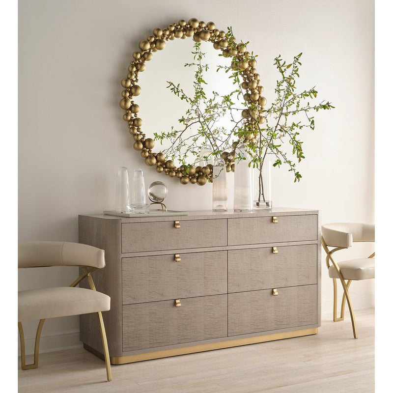 Alternate view of Glow Mirror, featuring matte metallic finish, metal, mirrored glass, and wall-mounted mirror.