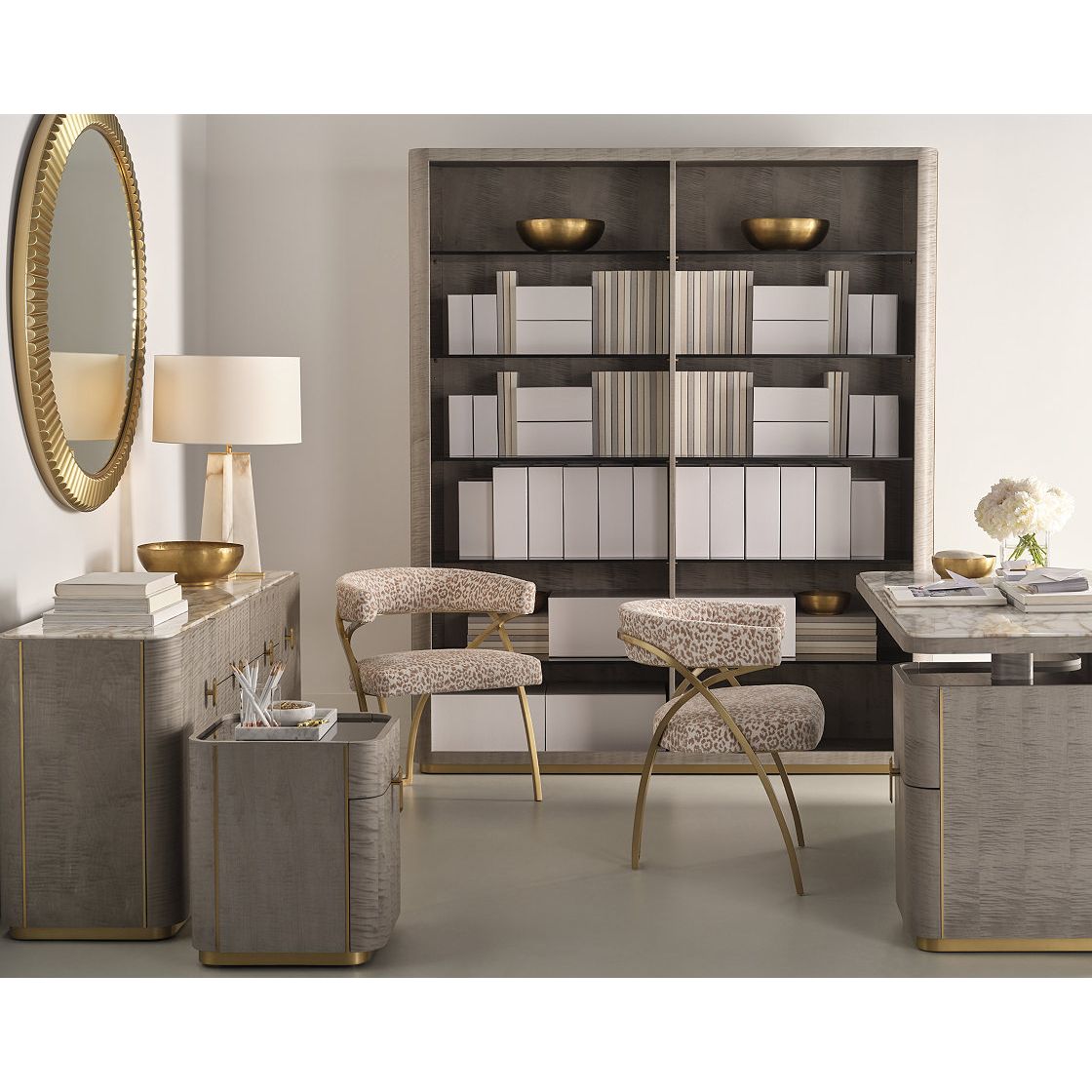 Additional view of 72" Wide Multi-Storage Credenza in warm gray and taupe.