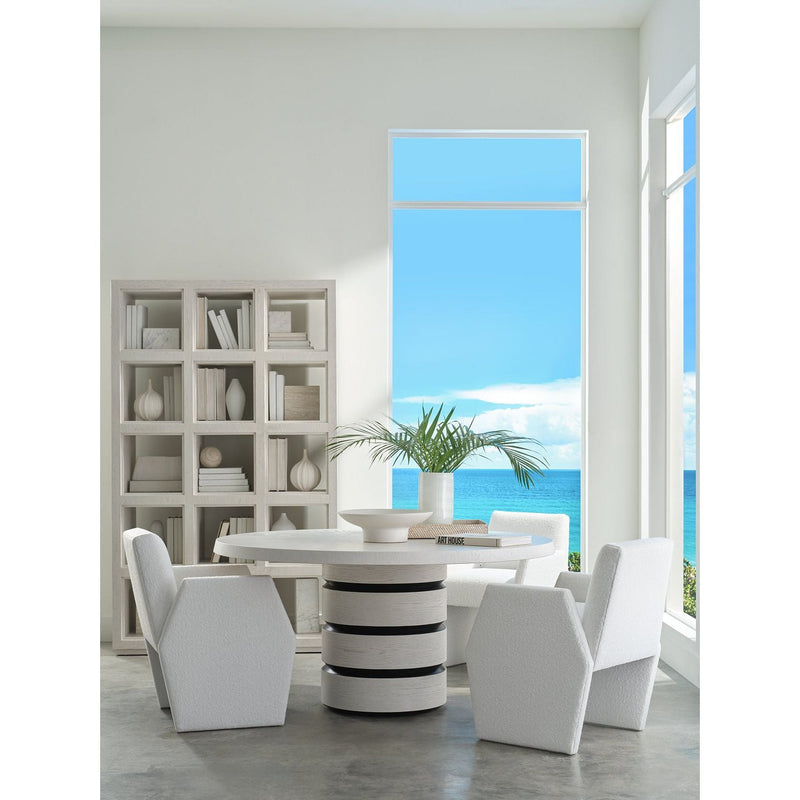 Alternate view of Bayside Etagere, featuring cerused finish, wood, and open cubby shelving.