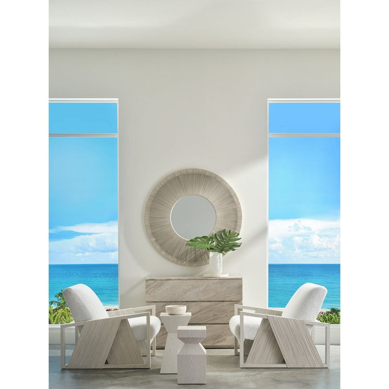 Alternate view of Spinnaker Mirror, featuring brushed finish, metal, mirror glass, and wall-mounted decorative mirror.