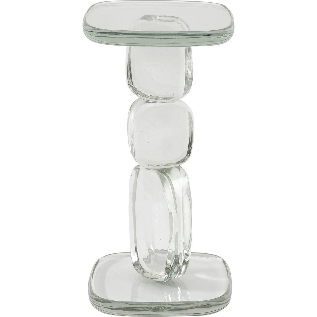 Sospiri Side Table, shown in clear and soft green-tinted glass with glass and a flat tabletop surface.