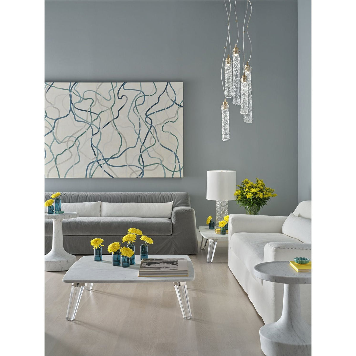 Alternate view of Ionio Cocktail Table in white and gray.