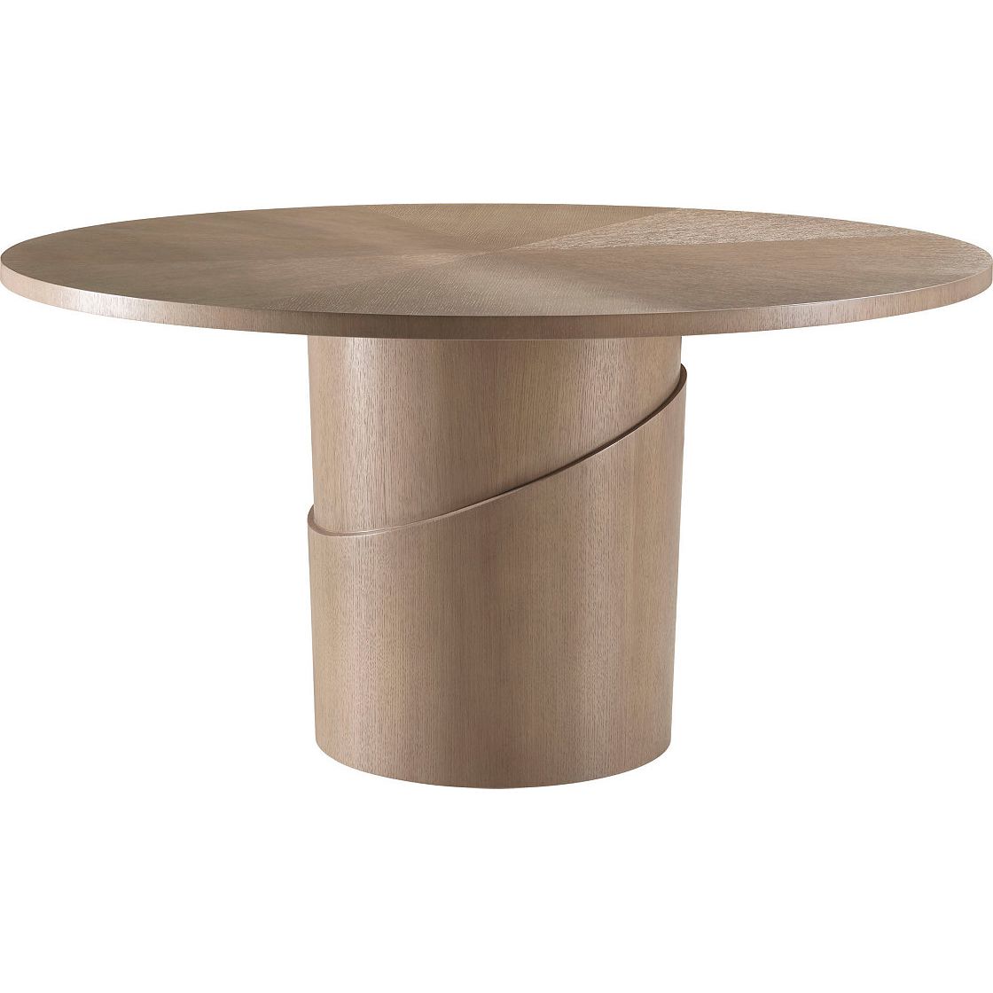 Alternate view of Dora Dining Table, featuring open-pore grain, wood, oak veneer, and round pedestal dining table.