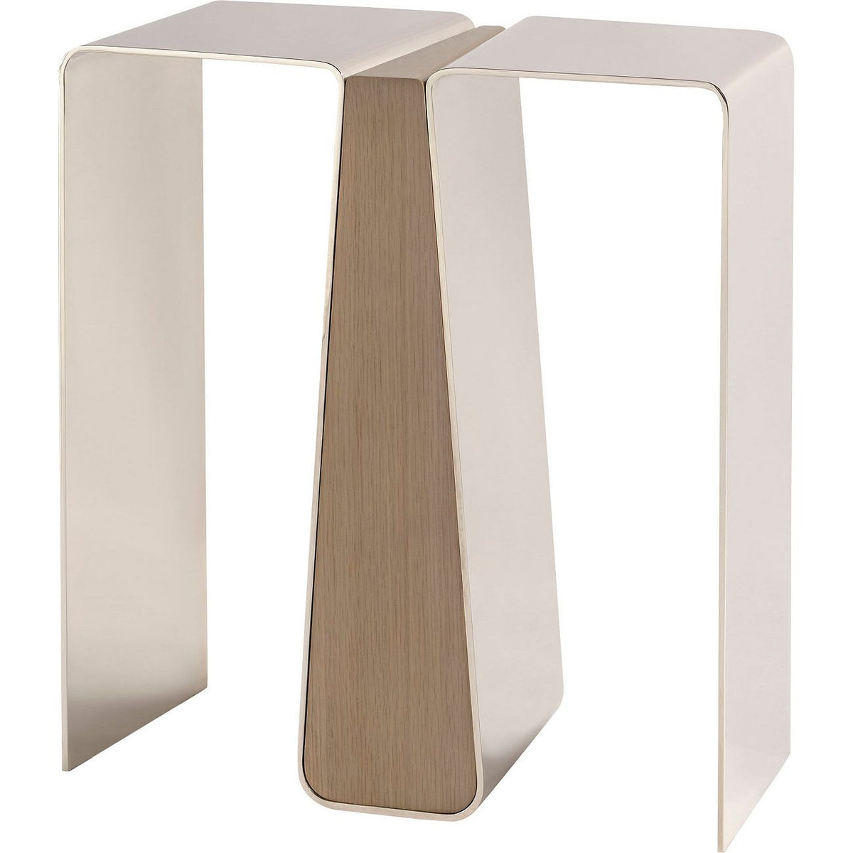 Alternate view of Marni Side Table, featuring metal, wood, and open cantilevered side voids.