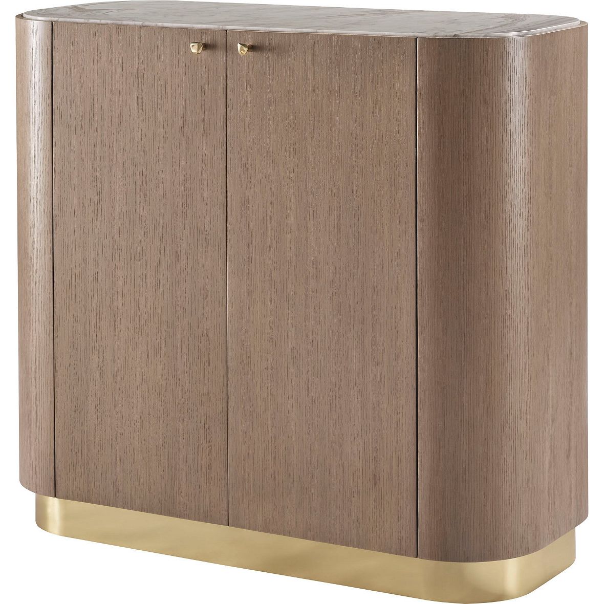 Additional view of Finley Chest in warm taupe and light oak brown.