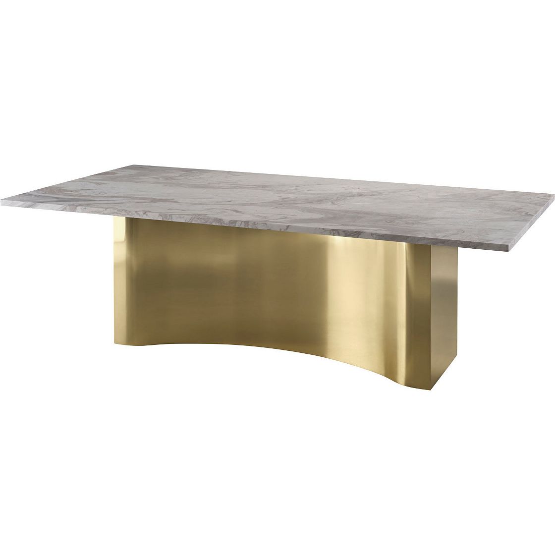 Additional view of Avani Dining Table in gray and gold, featuring polished finish and a solid pedestal base.
