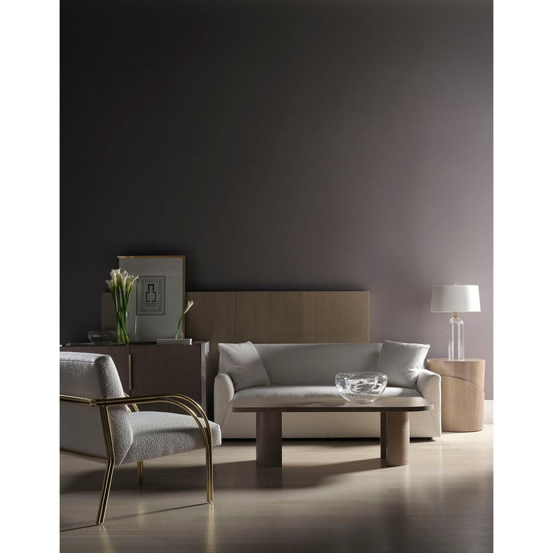 Alternate view of Sage Sideboard, featuring polished stone finish, wood veneer, marble, and dual-door enclosed storage.