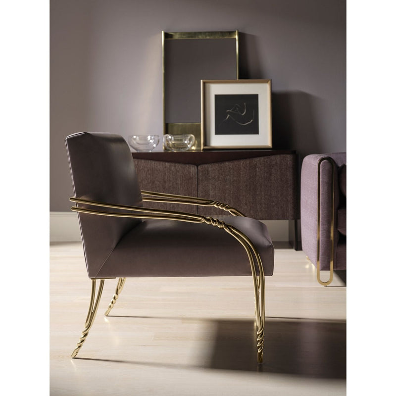 Alternate view of Rhett Mirror, featuring brass, mirror glass, and wall-mountable rectangular mirror.