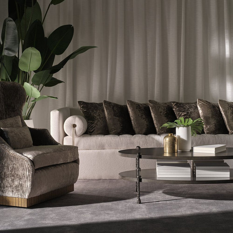 Alternate view of Lull 90" Scatter Back Sofa by Susan Ferrier for Baker in ivory and off-white.