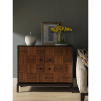 Additional view of Low Cabinet, featuring matte metal knobs, wood veneer, wood, and two-door cabinet storage.