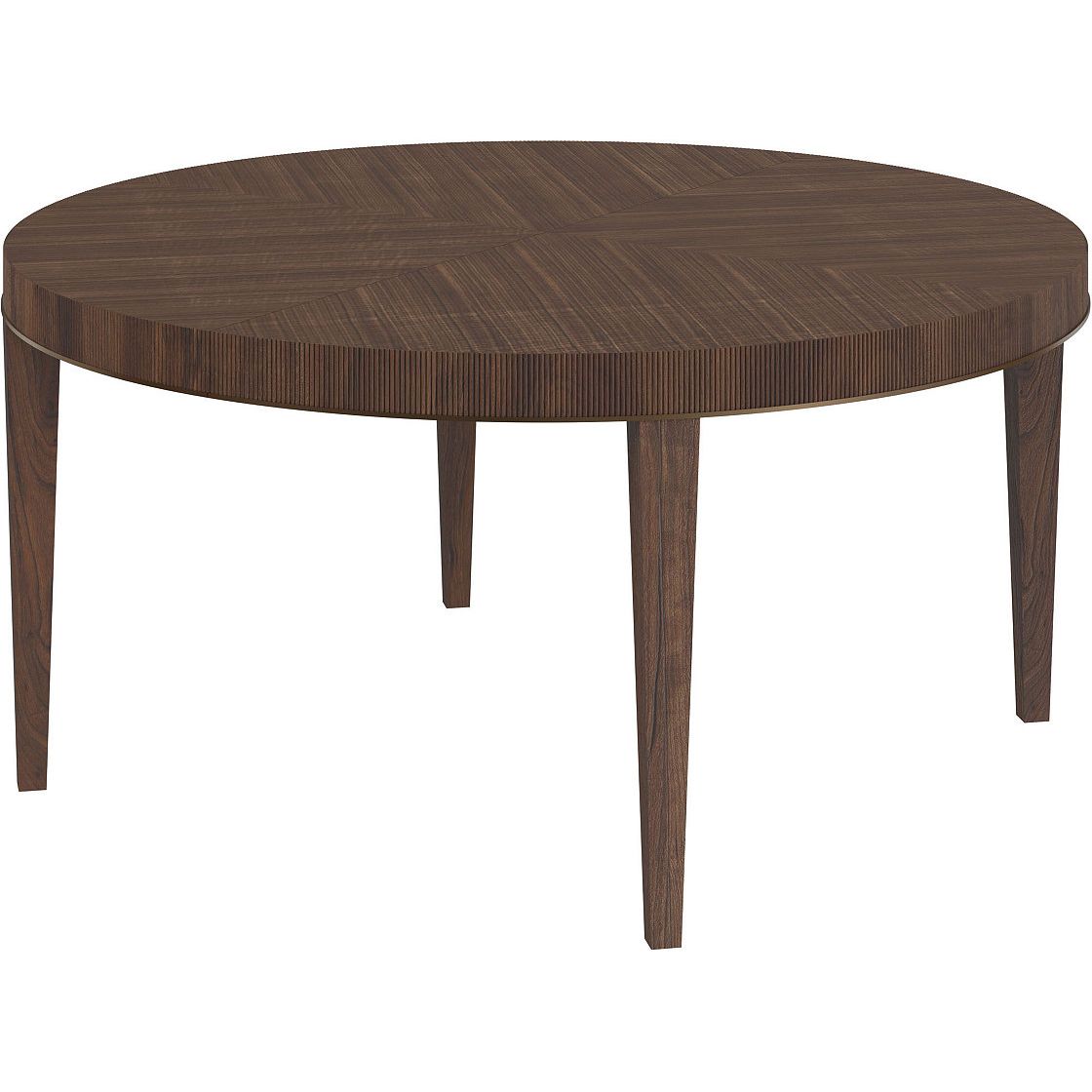 Jensen Dining Table, shown in dark walnut brown and espresso brown with wood and wood veneer.