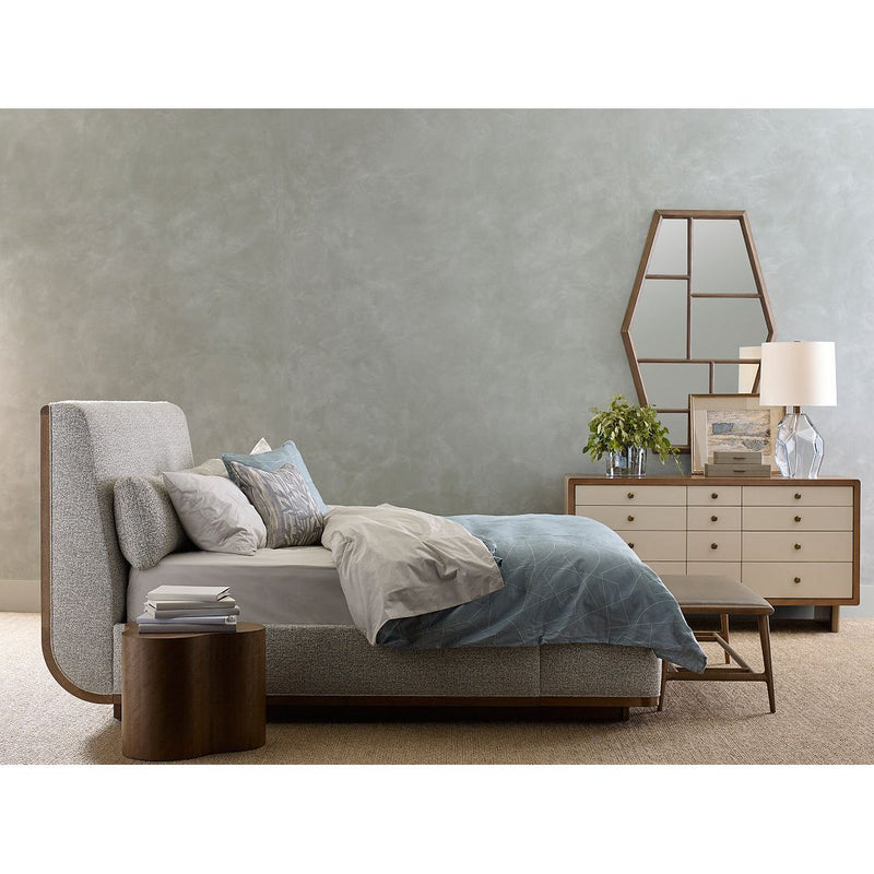 Alternate view of Lanai Mirror, featuring stained finish, wood, mirrored glass, and wall-mounting.