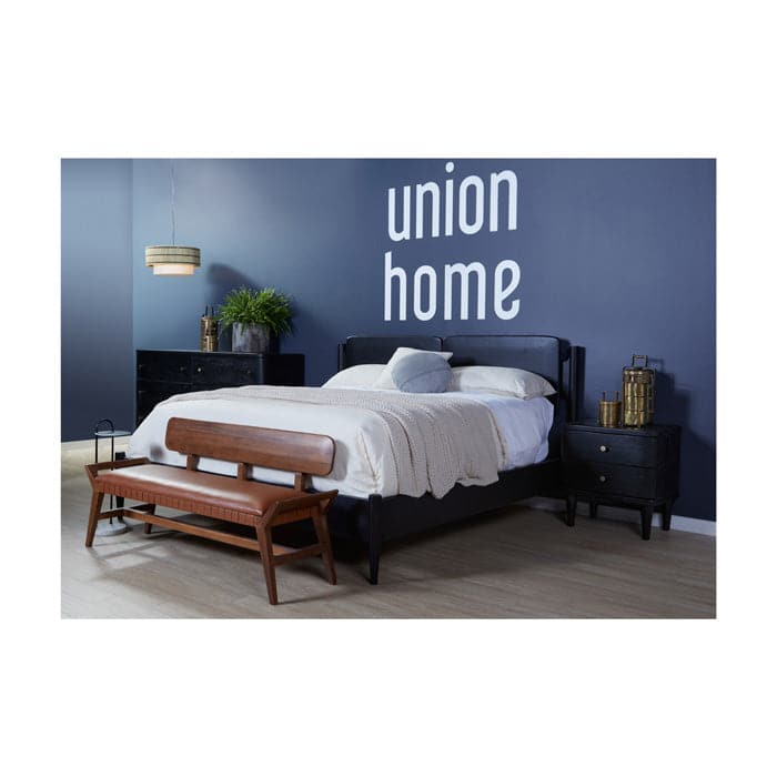 Alternate view of Daniel Queen Bed, featuring matte finish, wood, and fixed dual-panel headboard.