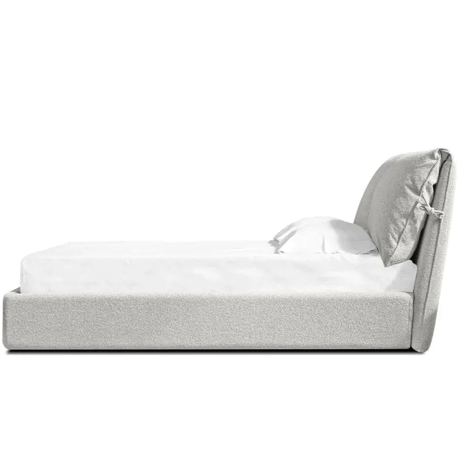 Alternate view of Plume Bed Upholstered Oat Tweed in oat beige and light gray.