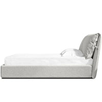 Alternate view of Plume Bed Upholstered Oat Tweed in oat beige and light gray.