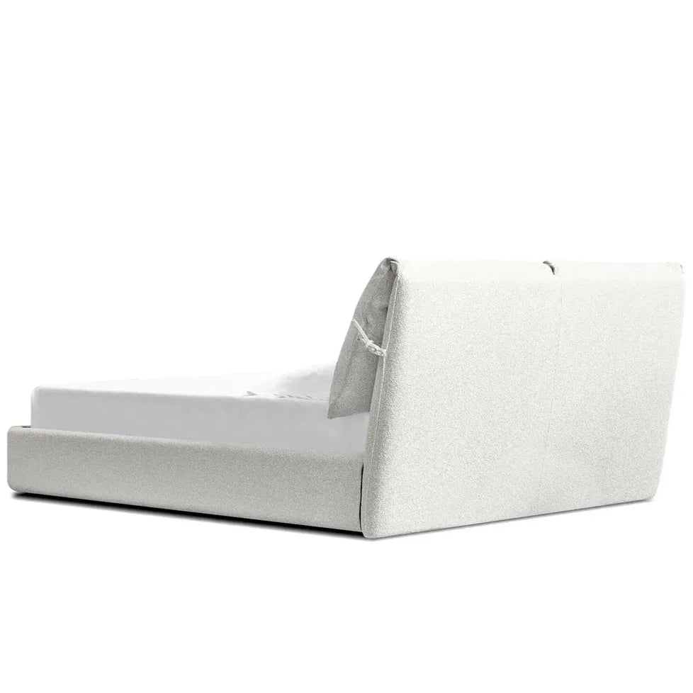 Additional view of Plume Bed Upholstered Oat Tweed in oat beige and light gray.