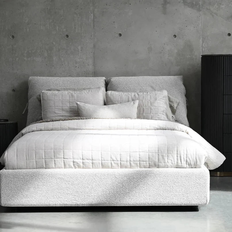 Plume Bed Upholstered Oat Tweed
