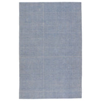 Arden Solid Light Blue/ Cream Area Rug (6'X9'), shown in light blue and blue-gray with woven textile and flatweave fiber.