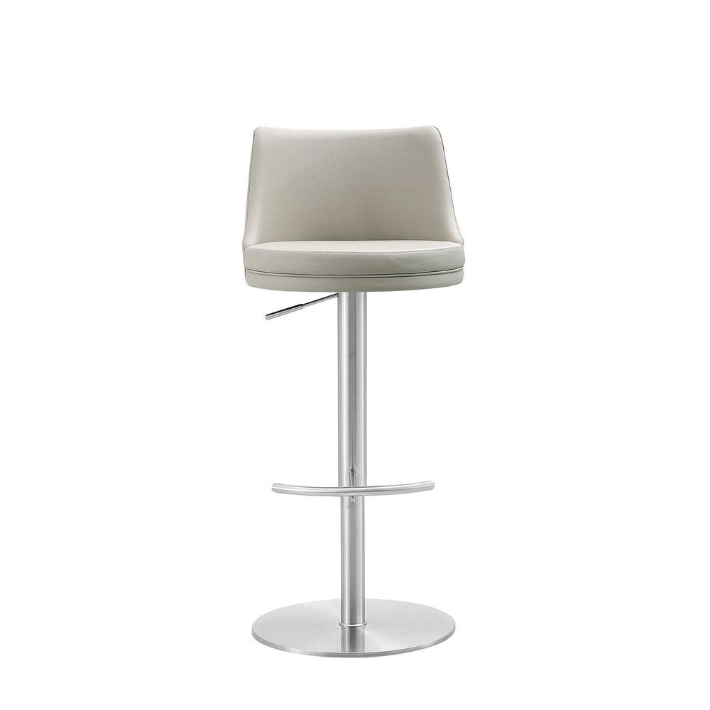 Alternate view of Carter Barstool., featuring upholstery, metal, and gas-lift height adjustment lever.