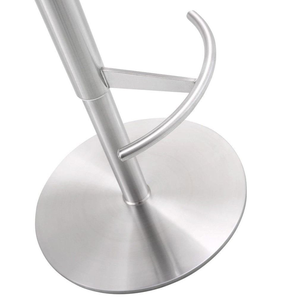 Additional view of Carter Barstool. in beige and silver, featuring gas-lift height adjustment lever.