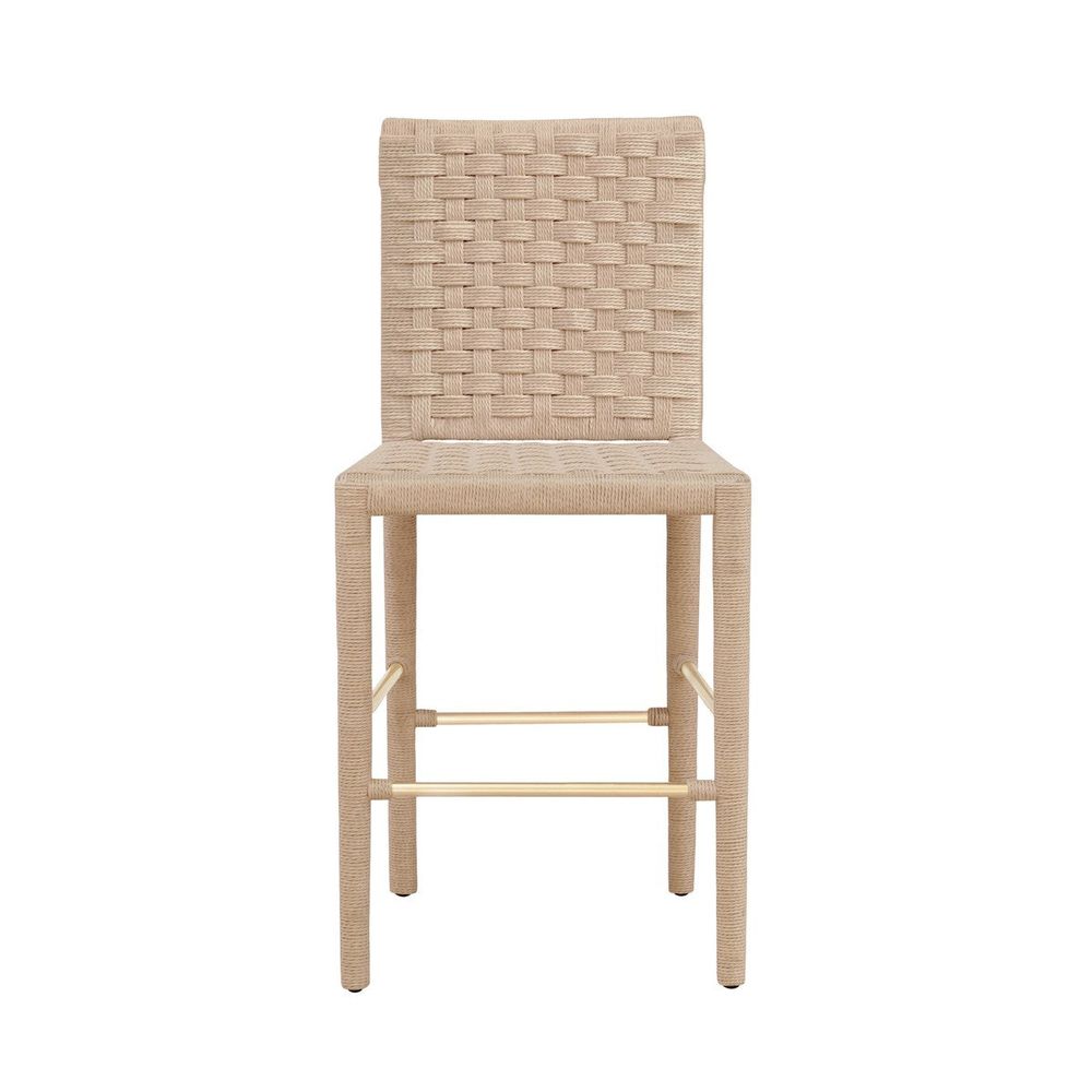 Burbank, shown in natural beige and sand taupe with rope, metal, and a counter-height seat.