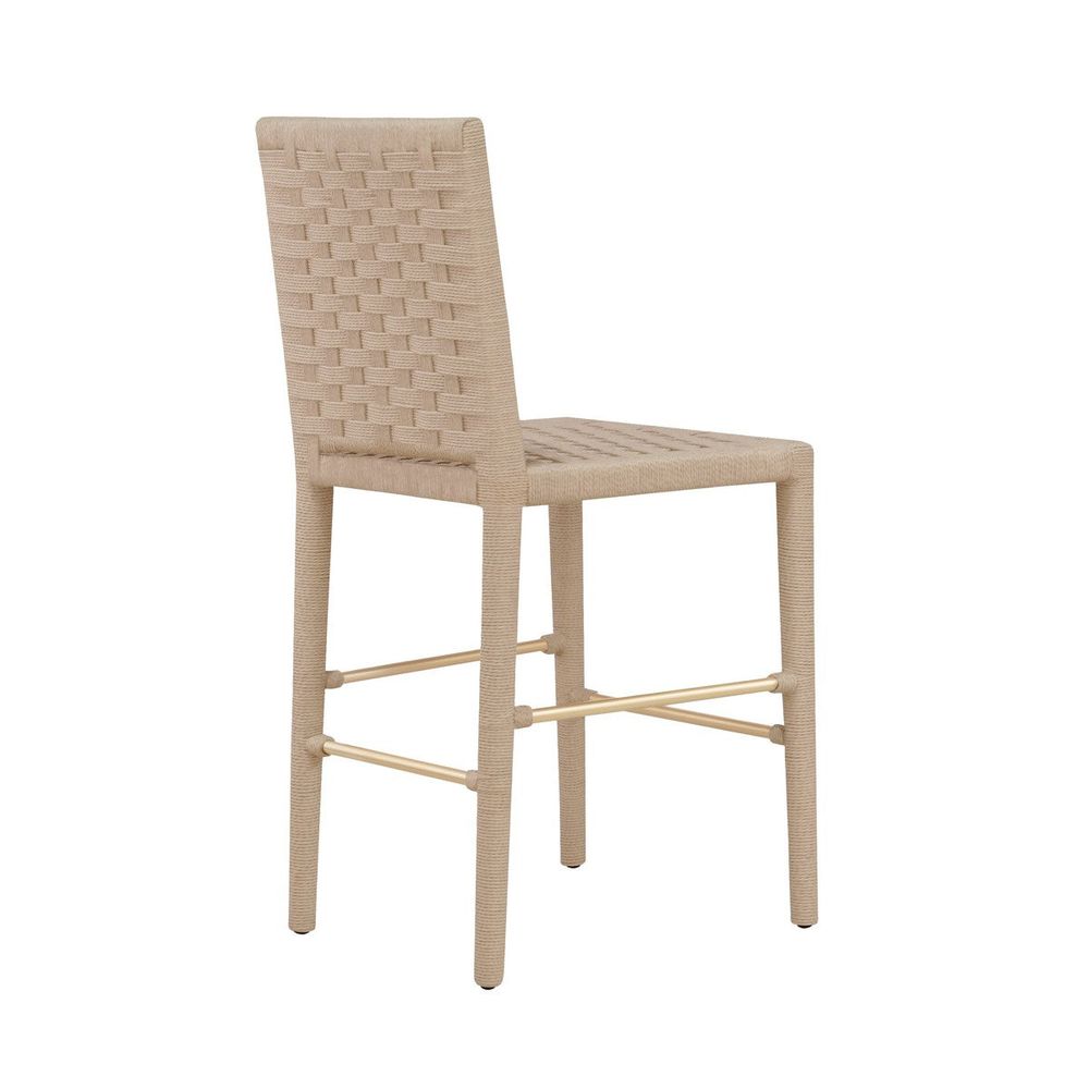 Additional view of Burbank in natural beige and sand taupe, featuring basketweave finish and a counter-height seat.