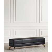Additional view of Berkeley End-Of-Day Bench in black and brass gold, featuring fixed angled metal legs.