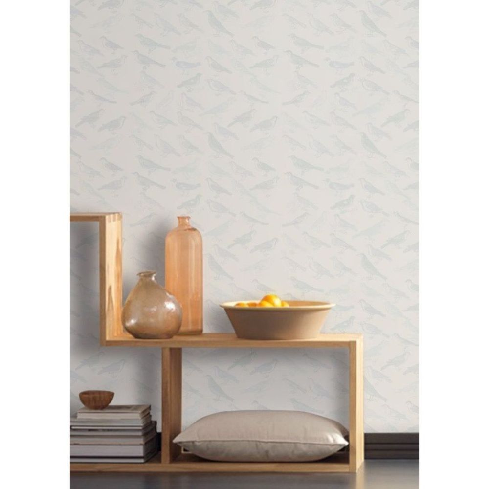Additional view of Tweeter Wallpaper in charcoal black and slate gray, featuring matte finish and continuous wall covering.