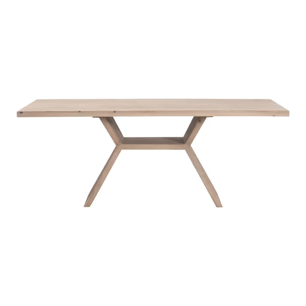 Bridge Dining Table, shown in light natural wood and beige-blonde with solid wood and a rectangular dining surface.