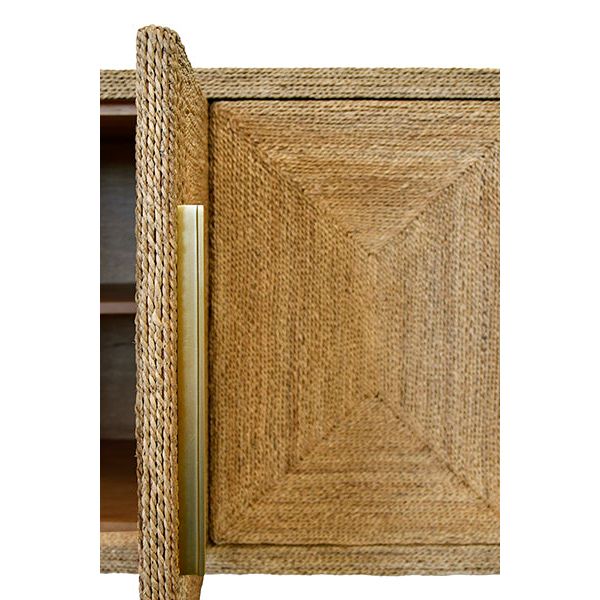 Four Door Buffet With Satin Brass Hardware And Foot Caps In Wrapped Rope