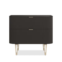 Alternate view of Affection, featuring reeded/fluted finish, wood, metal, and two full-width drawers.