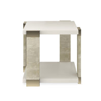Alternate view of Cornerstone End Table in off-white and champagne.