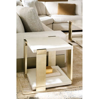 Additional view of Cornerstone End Table in off-white and champagne.