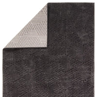 Additional view of Zimran Geometric Black/Black Runner Rug (2'5"X10' Runner) in charcoal black and dark gray.