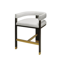 Additional view of Cruise Counter Stool in Dark Expresso Oak With White Linen Upholstery in white and dark espresso brown.