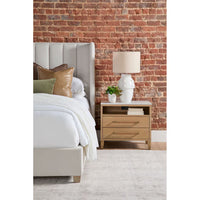 Alternate view of Cambria 2-Drawer Nightstand, featuring polished stone finish, wood, marble, and two drawers.