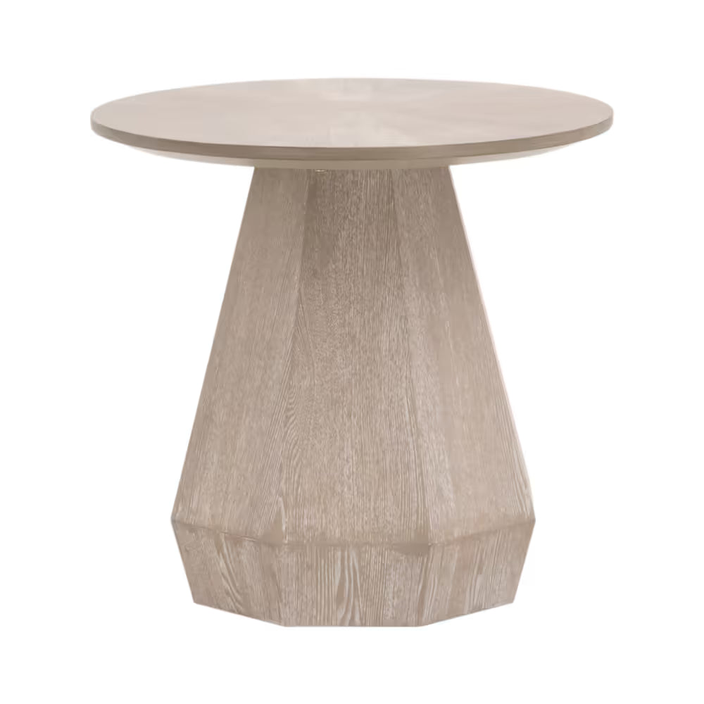 Alternate view of Coulter End Table, featuring matte finish, wood, and a solid pedestal base.