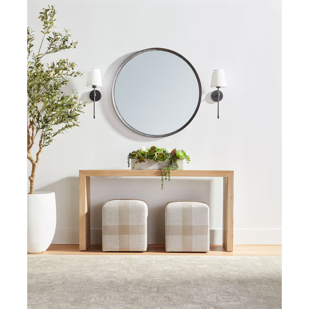 Alternate view of Cross Accent Cube, featuring textured weave finish, woven rope, synthetic rope, and cube ottoman form.