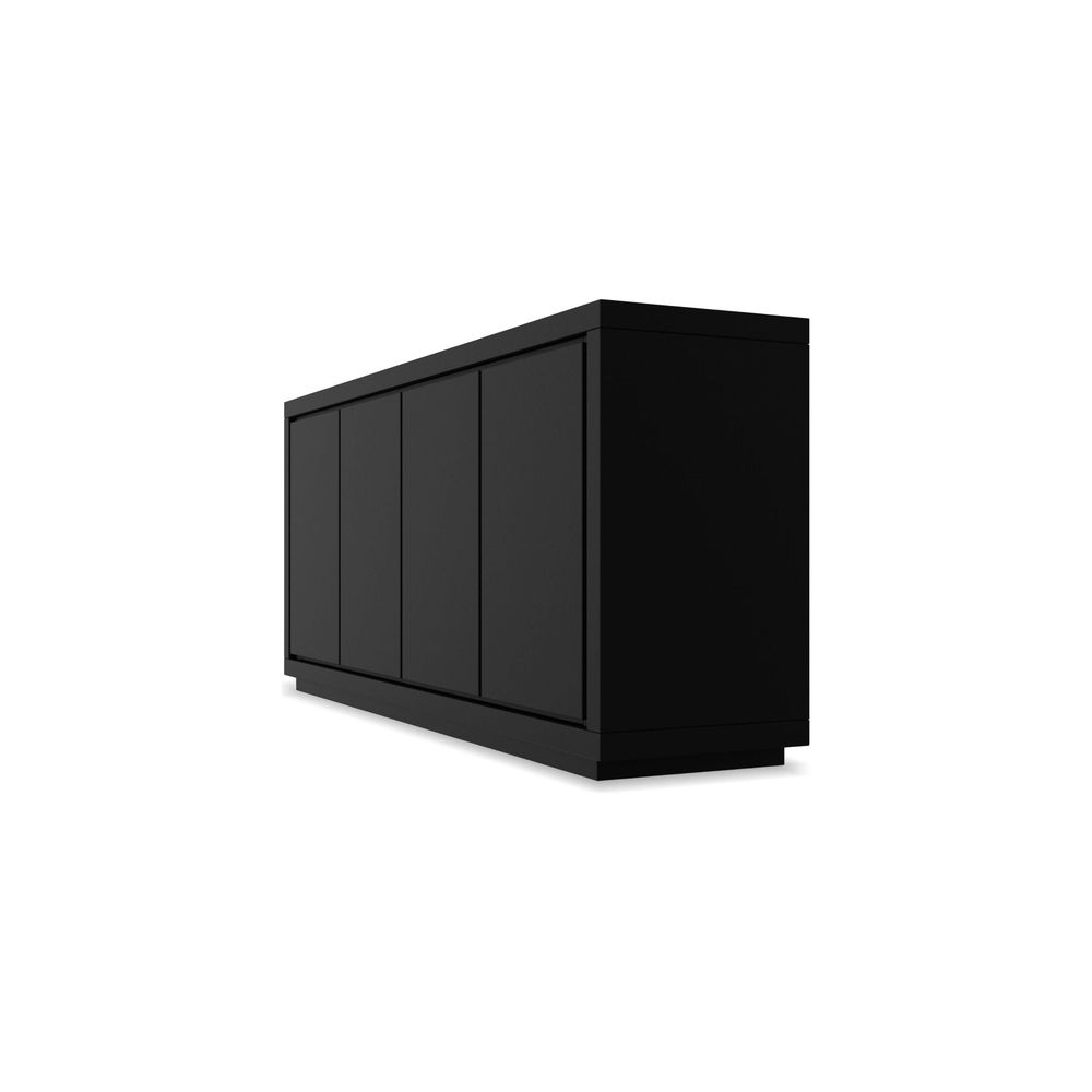 Additional view of Maze Buffet Black Matte Textured, 4-Door in black, featuring four-door enclosed storage.