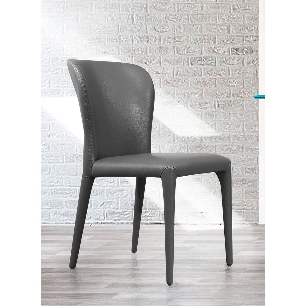 Alternate view of Hazel Dining Chair, featuring pebbled texture finish, vegan leather, upholstery, and armless.