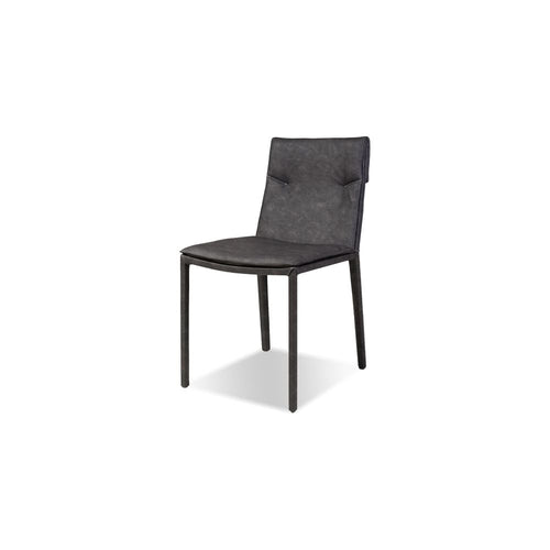 Harris Dining Chair Vintage Grey Leatherette Low Back with vegan leather, leatherette, and armless.