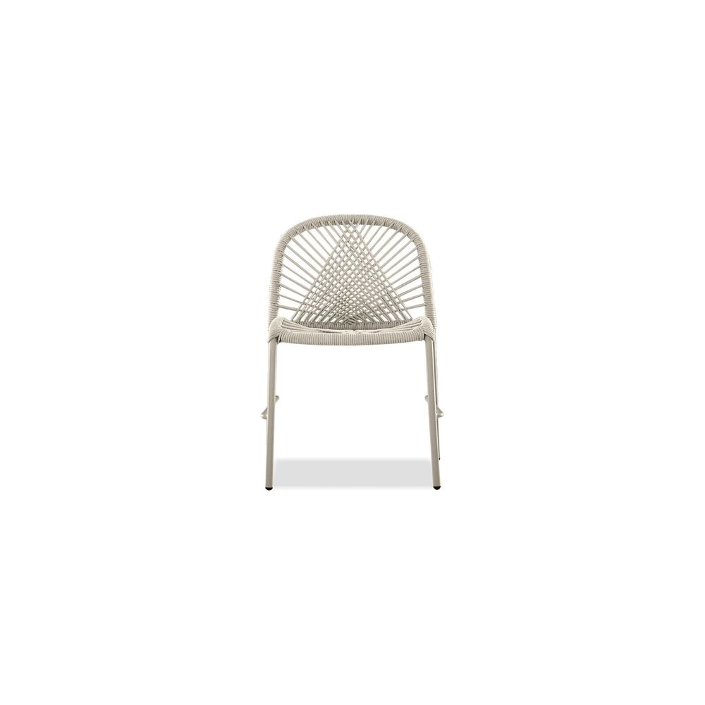 Alternate view of Kamari Stackable Dining Chair Ivory Rope Taupe Powder Coater, Indoor-Outdoor 4/Box in ivory and taupe.