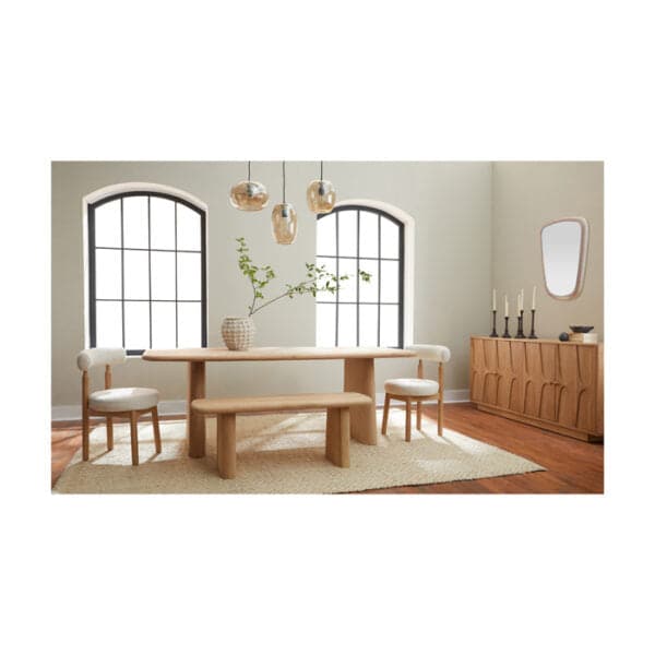 Alternate view of Laurel Dining Bench, featuring wire-brushed finish, solid oak wood, and backless bench seating.