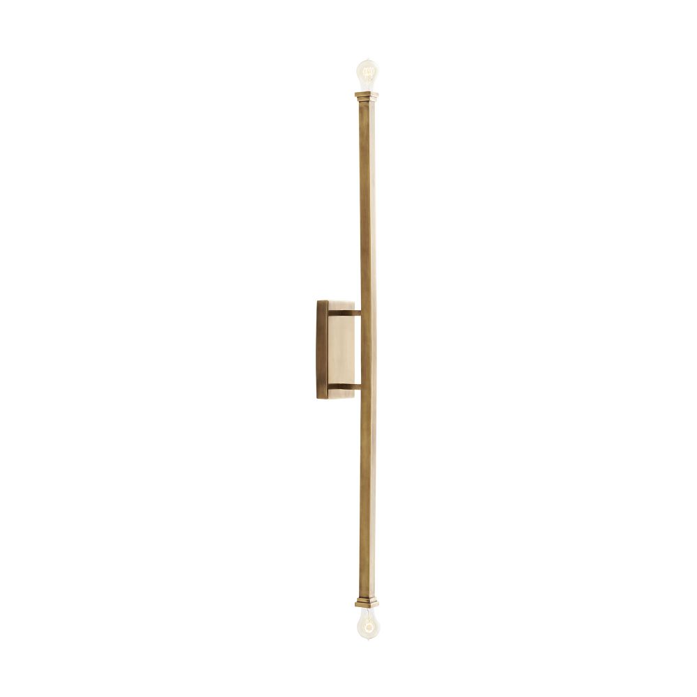 Alternate view of Blaze Wall Light, featuring brushed finish, metal, brass, and a wall-mounting rectangular backplate.