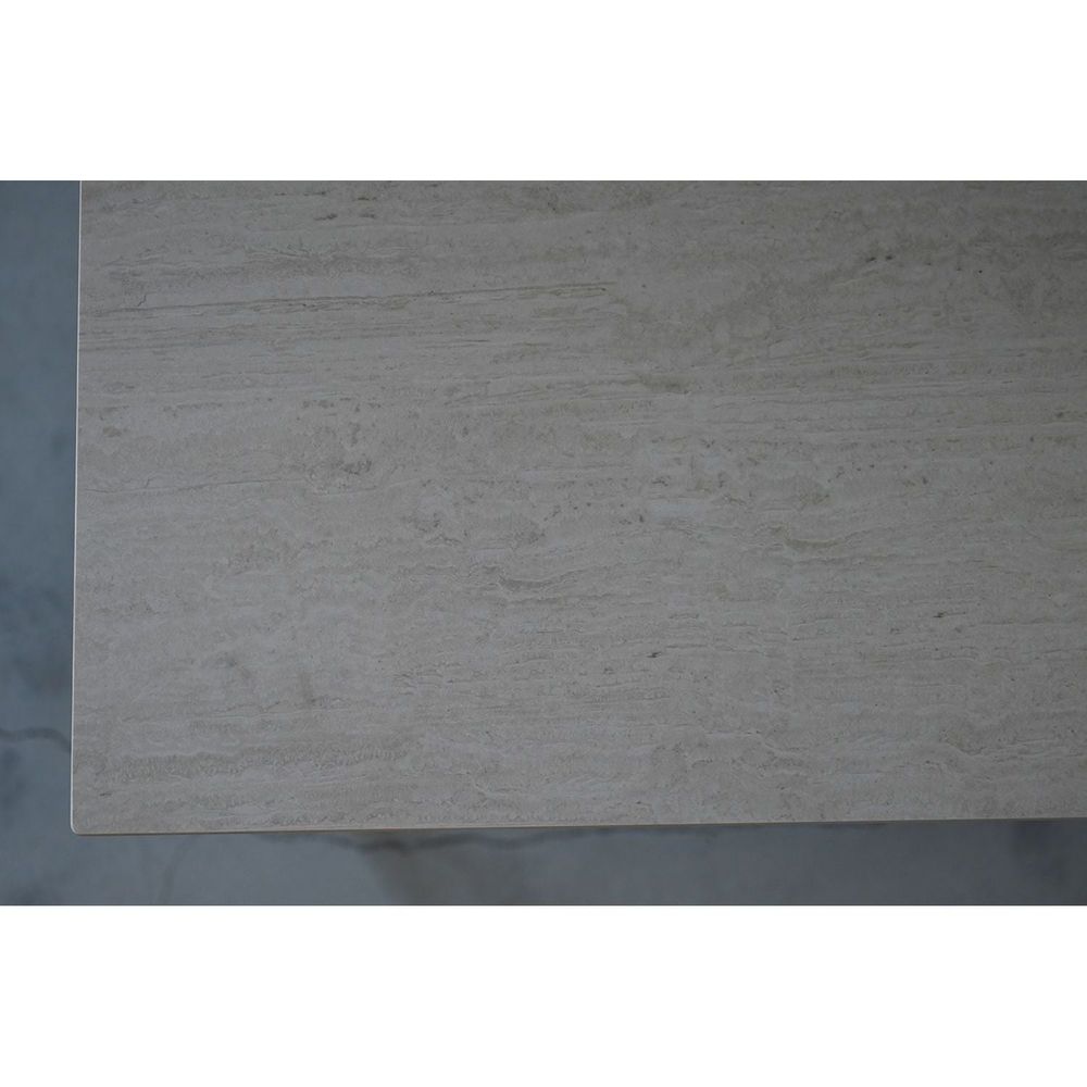Cayman 94" Dining Table Travertino Ceramic , Powder Coated Taupe Legs / Indoor-Outdoor