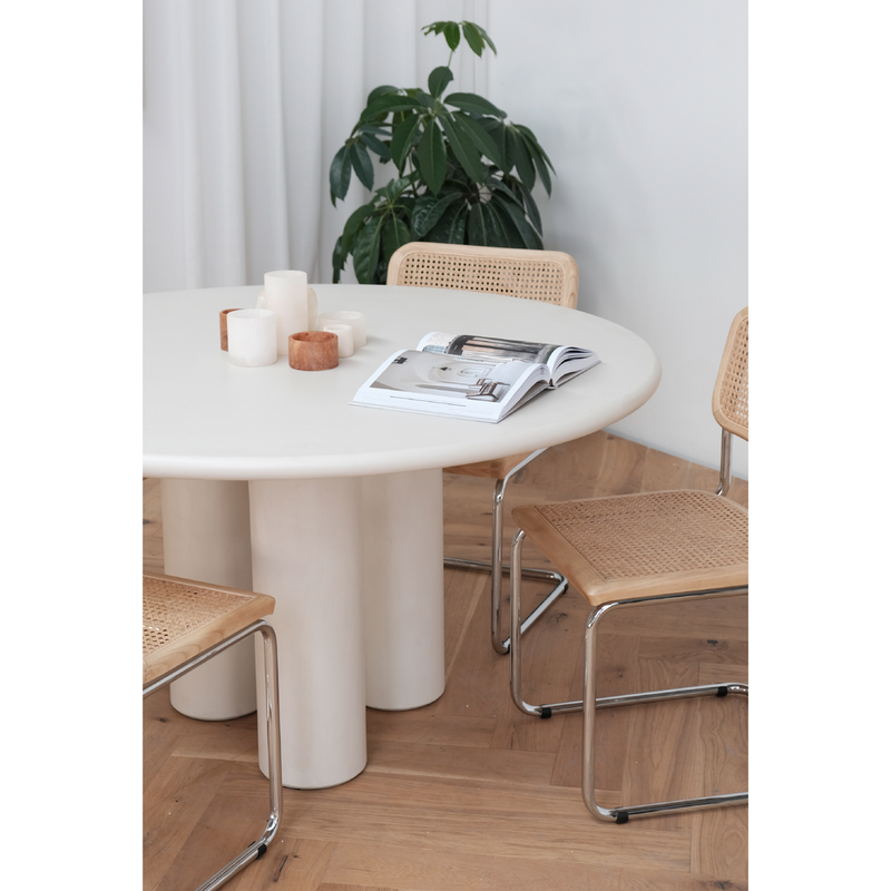 Alternate view of Elephant Round Dining Table Ivory Tusk Microskin, Indoor-Outdoor in ivory and off-white.