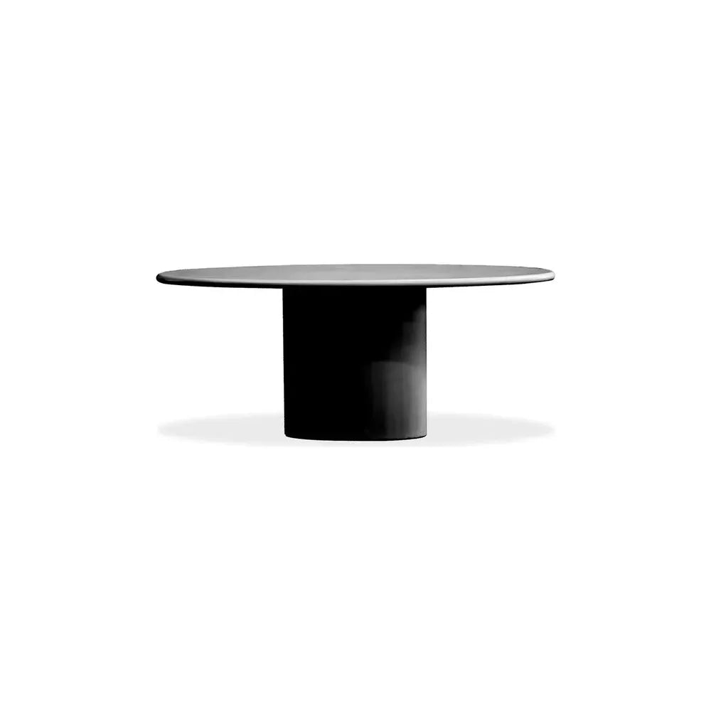 Tugg 78" Oval Dining Table Dusk Black Microskin, shown in black with microskin and wood composite or mdf core.